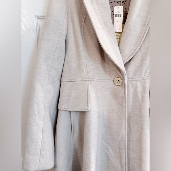 *NWT* Anthropologie Evaline Textured Cream/Tan Knee-Length Coat - Women’s 8 - Picture 9 of 9